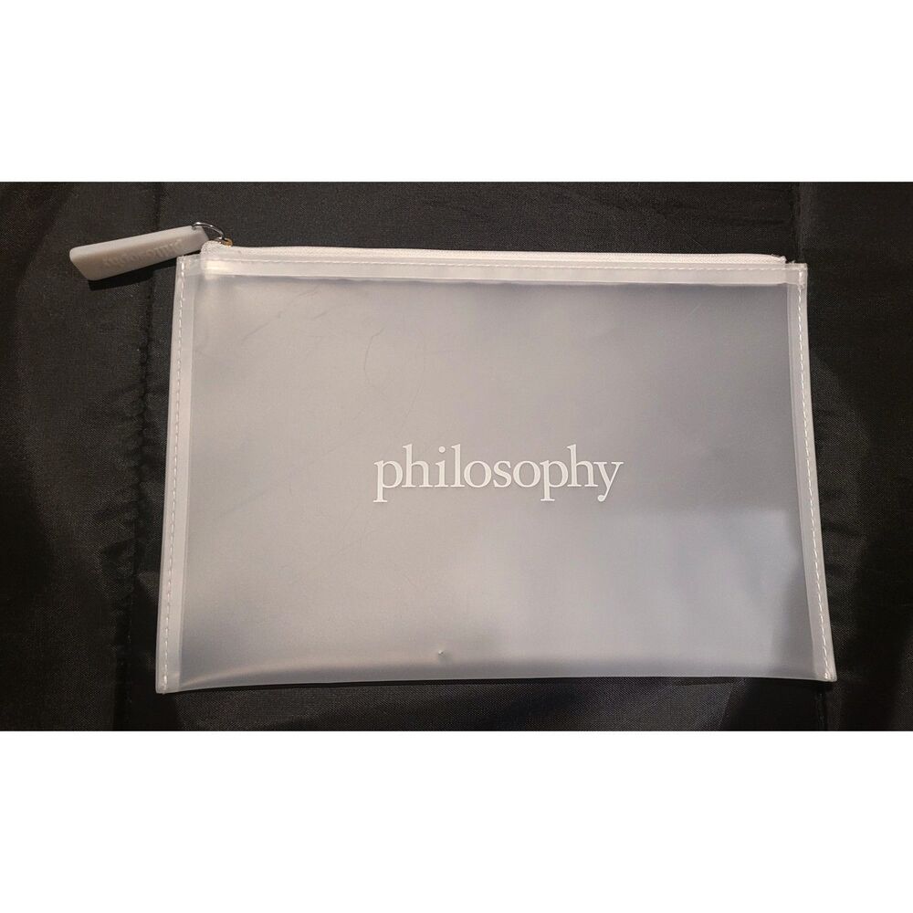 PHILOSOPHY Toiletry Cosmetic Makeup Travel Bag With Zipper Waterproof CLEAR NEW